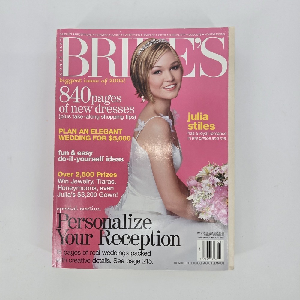 Brides Magazine March April 2004 Julia Stiles Cover Wedding‎ Issue Vogue Pub